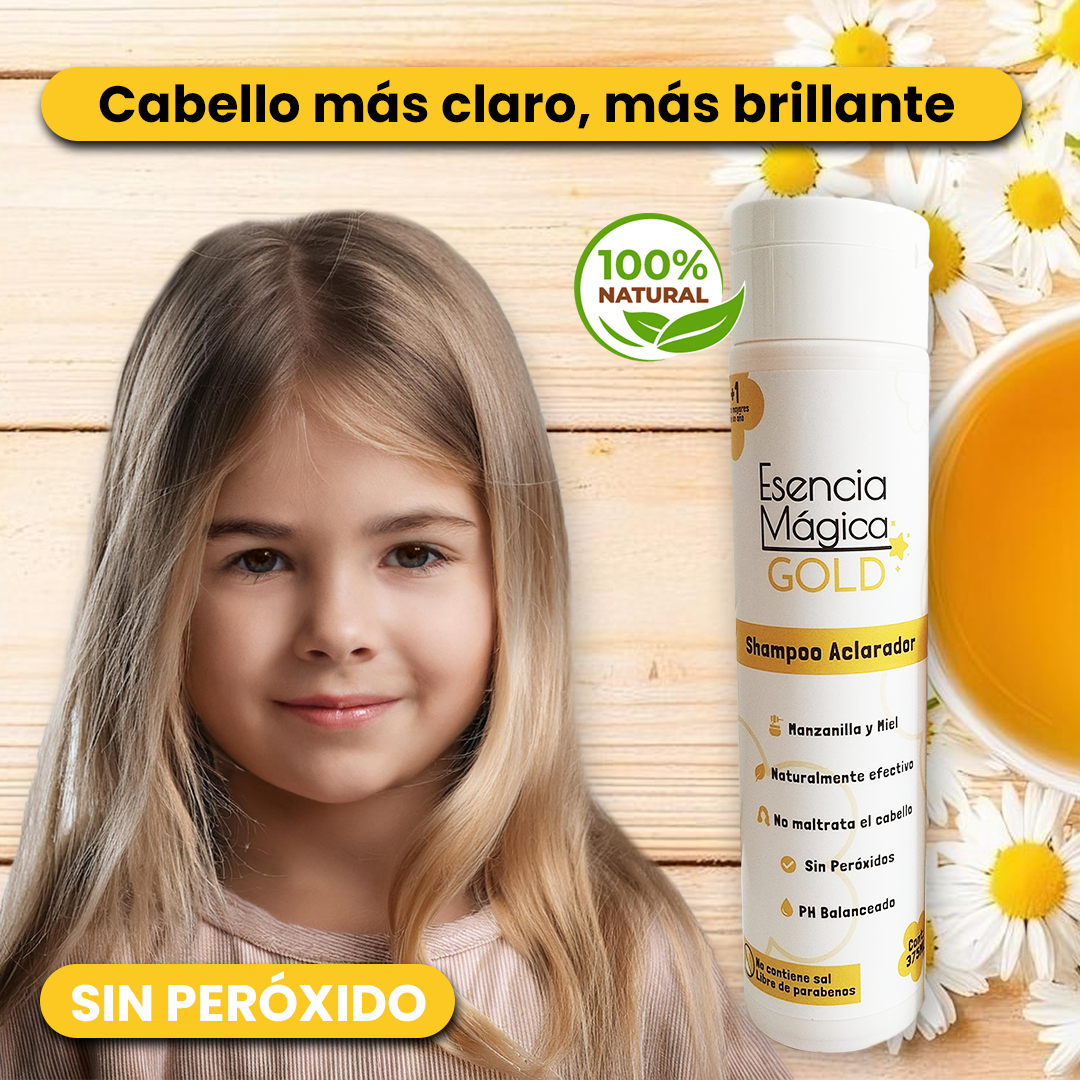 Shampoo Aclarador GOLD Esencia Mágica, producto Yarumo Beauty