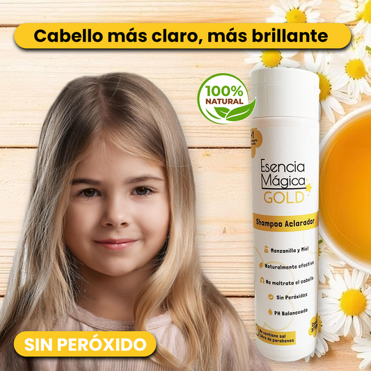 Shampoo Aclarador GOLD Esencia Mágica, producto Yarumo Beauty